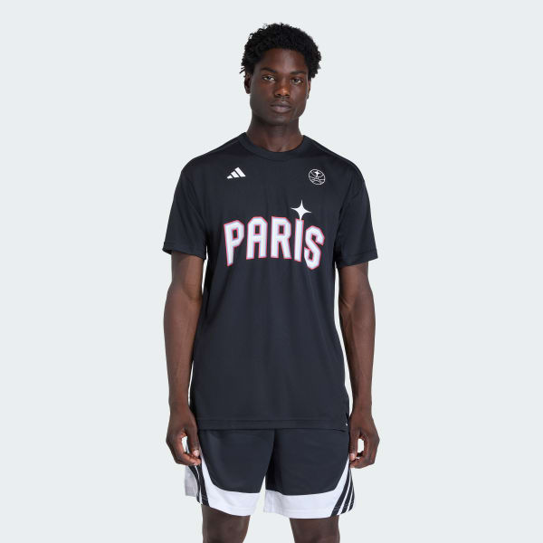 Schwarz PARIS BASKETBALL KURZÄRMLIGES AUFWÄRMTRIKOT