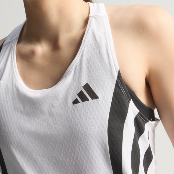 White Adizero Archive Running Singlet