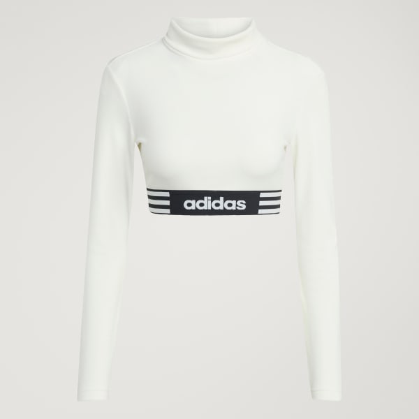 adidas Winterized LS Crop Tee - White | Free Shipping with adiClub
