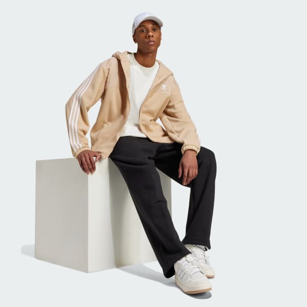 Beige Adicolor 3-Stripes Teddy Fleece Hettegenser