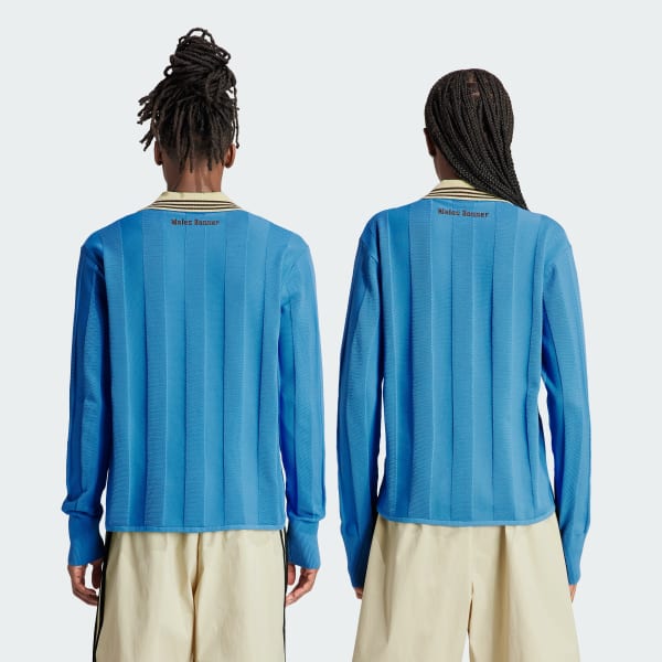 adidas Wales Bonner Knit Long Sleeve Football Tee - Blue | adidas
