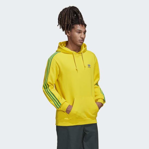 Adidas originals trefoil logo tnt tape pullover hoodie clearance yellow