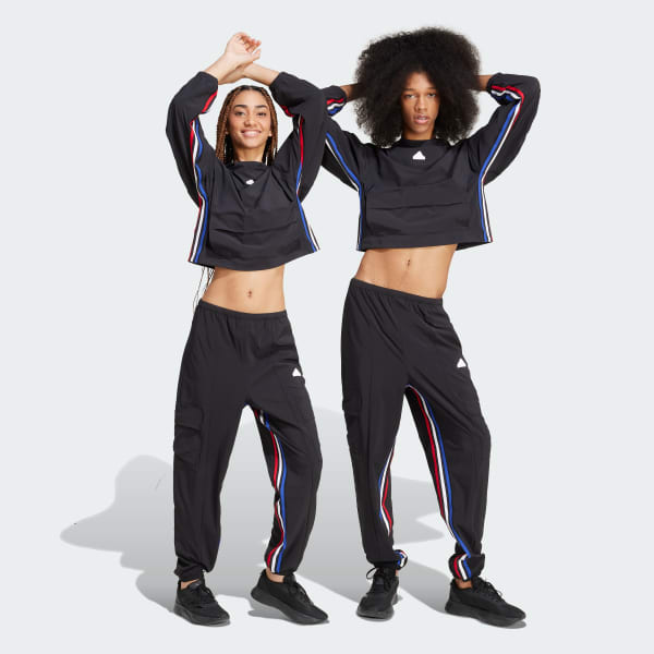Black Express All Gender Breaking Cargo Tracksuit Bottoms