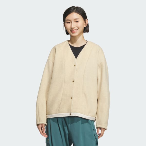 ホワイト リュクスフロー オールデイズ ルーズフィット シャギー ニット カーディガン