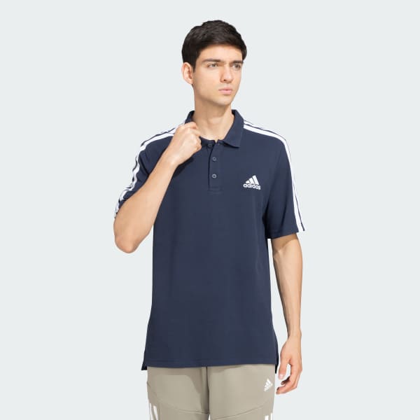 Blue 3 Stripes Polo Tee