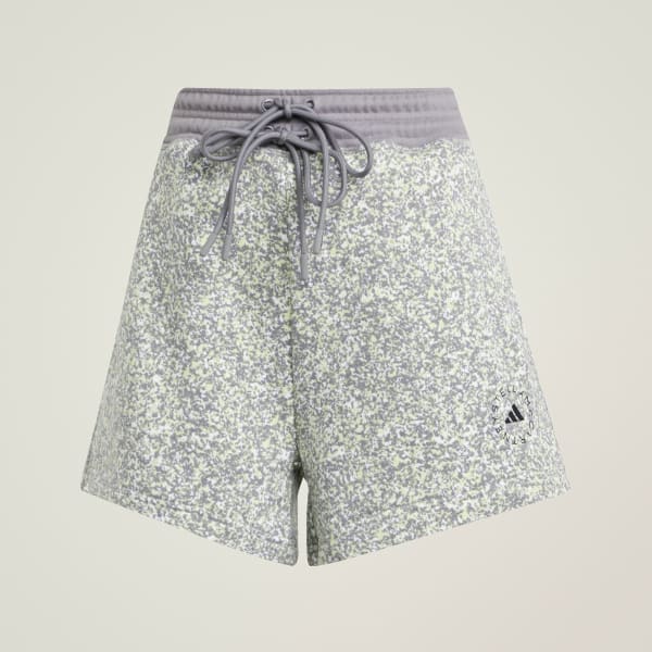 สีขาว กางเกงผ้าเทอร์รีย์ขาสั้นพิมพ์ลาย adidas by Stella McCartney