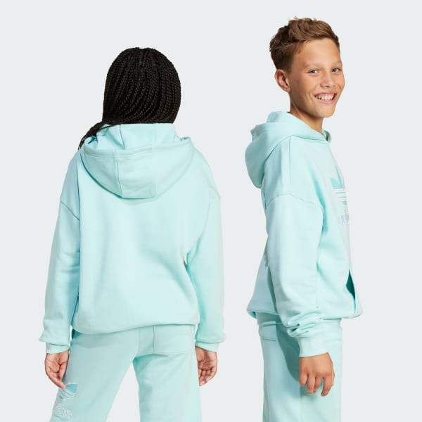 Turquesa Polera con Capucha Oversized Logo Grande Niños