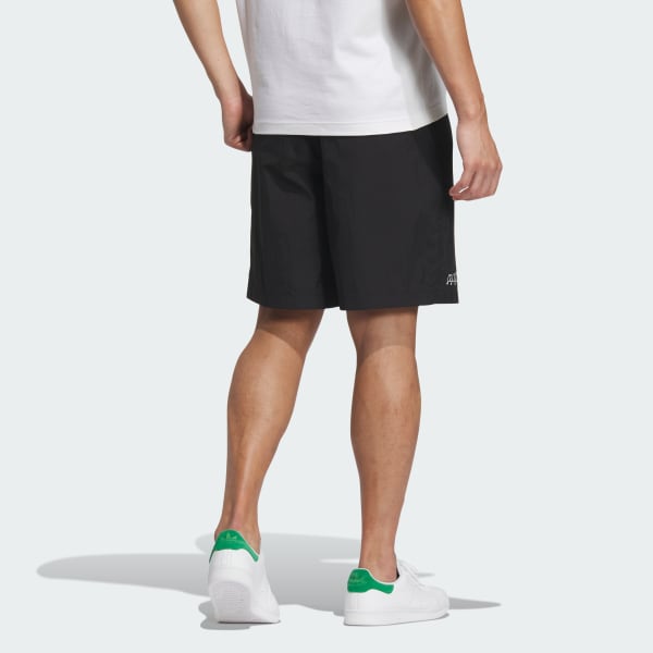 Black Trefoil Logo Play Football Graphic Light Woven Shorts