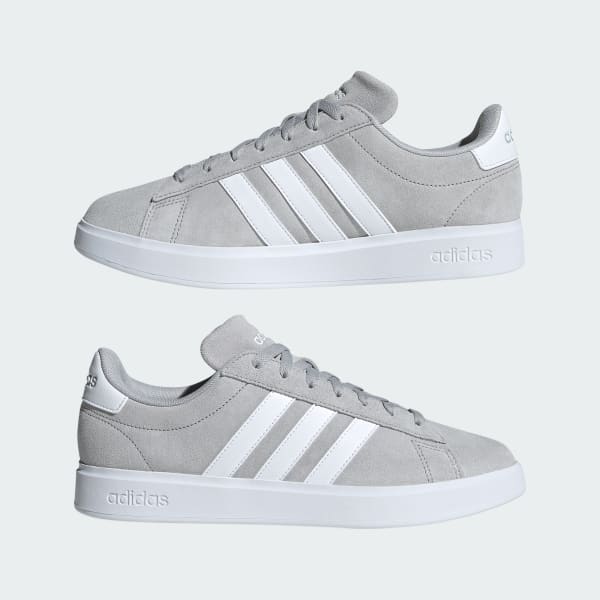 Tenis adidas gris con blanco shop