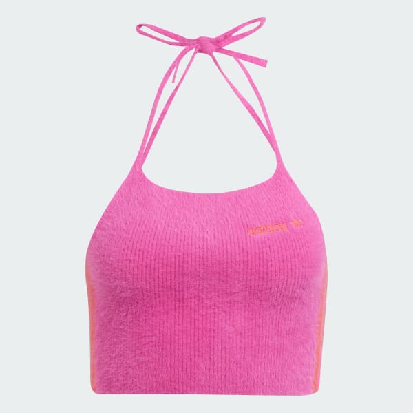 roze Fluffy Knitted Haltertop