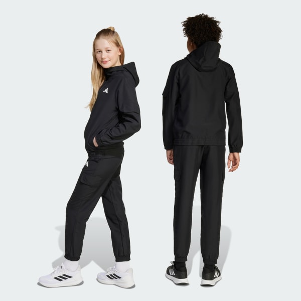 Black 키즈 우븐 카고 트랙 수트