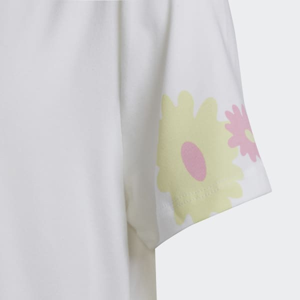 White Flower Print Tee Dress RP604