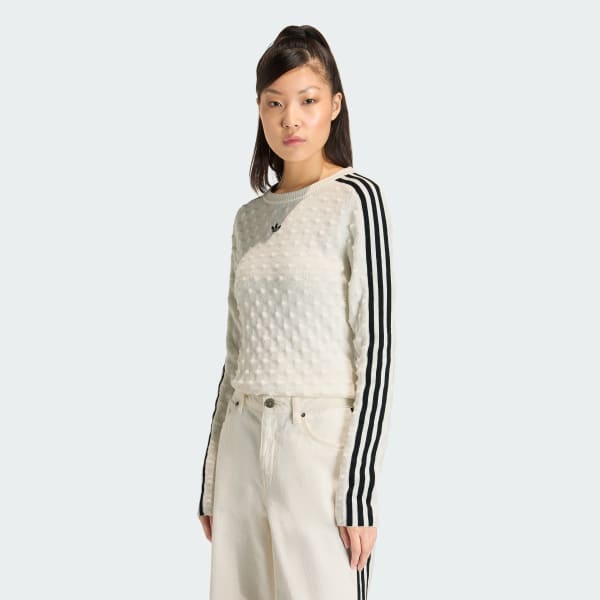 biela MIKINA ADIDAS ORIGINALS SLIM SOLID SPIKE KNIT