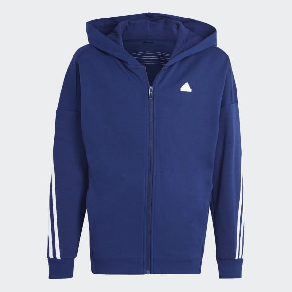 blauw Future Icons 3-Stripes Ritsjack met Capuchon
