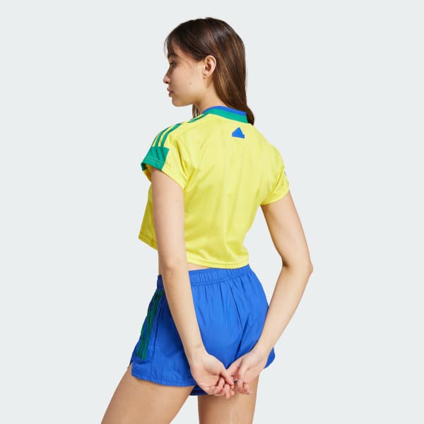Yellow Tiro Cut 3-Stripes Crop Jersey