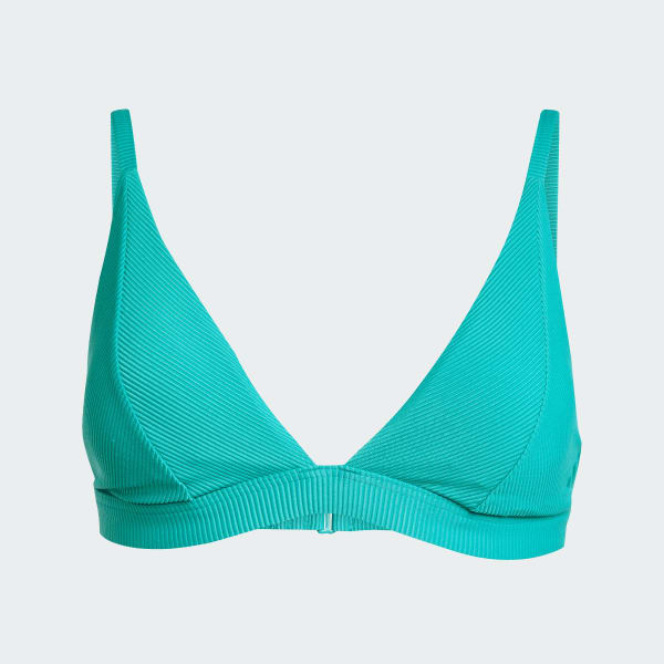 Verde Top de Biquíni Triangular Acolchoado com Nervuras Iconisea