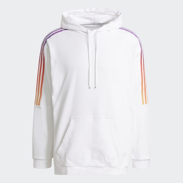 adidas Multicolor 3-Stripes Fleece Pullover Hoodie - White, Kids' Training