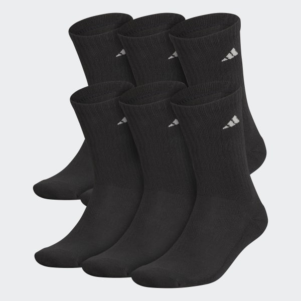 adidas Athletic Cushioned Crew Socks 6 Pairs XL - Black | adidas US