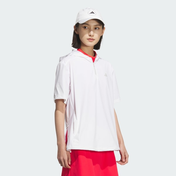 White Adizero Quarter-Zip Short Sleeve Hooded Pullover