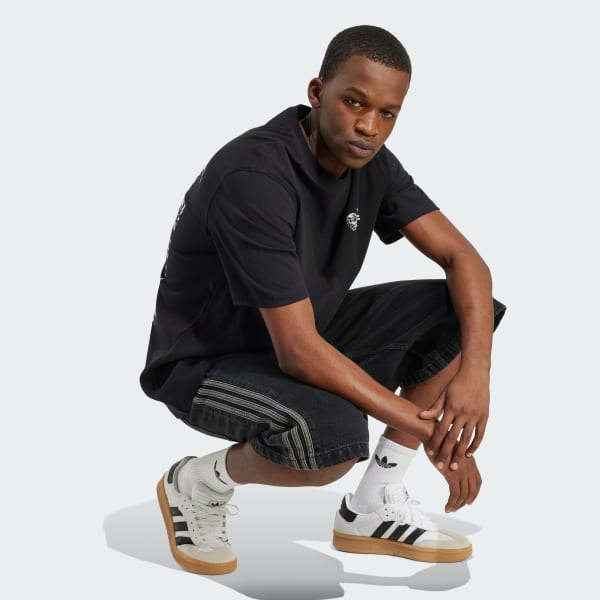Μαύρο Sports Elements Poster Graphic Loose Tee