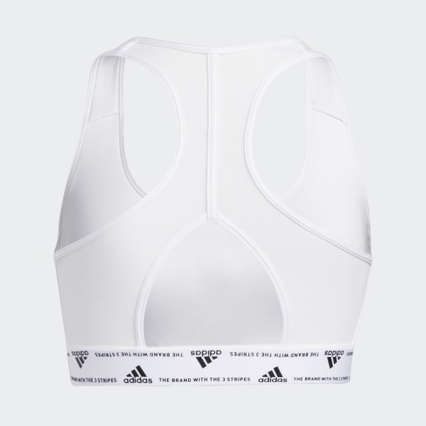 Hvid adidas Poweract Training Medium-Support 3-Stripes bh