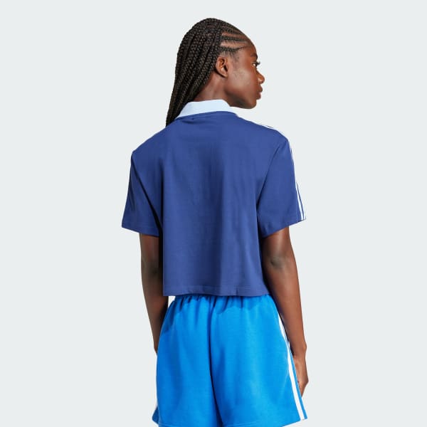 【完売品】adidas originals ルーズクロップポロシャツ　ブルー　M アディダス ルーズ クロップ ポロシャツ - ブルー | アディダス