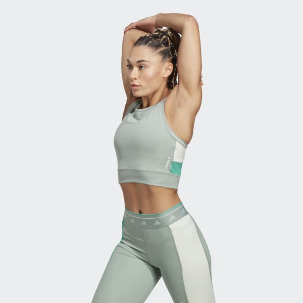 adidas Techfit Colorblock Crop Tank - Green | Women's | adidas US