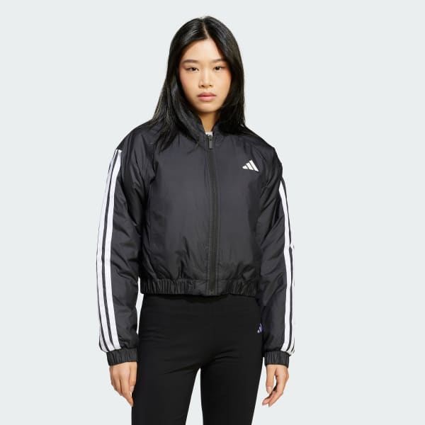 adidas Essentials 3 Stripes Insulated Crop Bomber Jacket Black adidas Finland