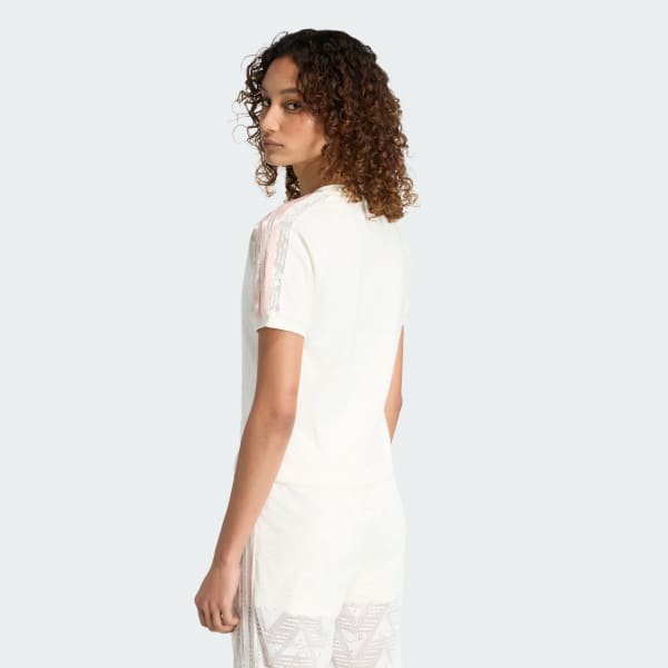 Blanc T-SHIRT CALI DENTELLE