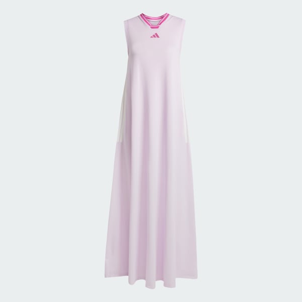 Lila Tiro Cut 3-Stripes Soft Mesh Long Klänning