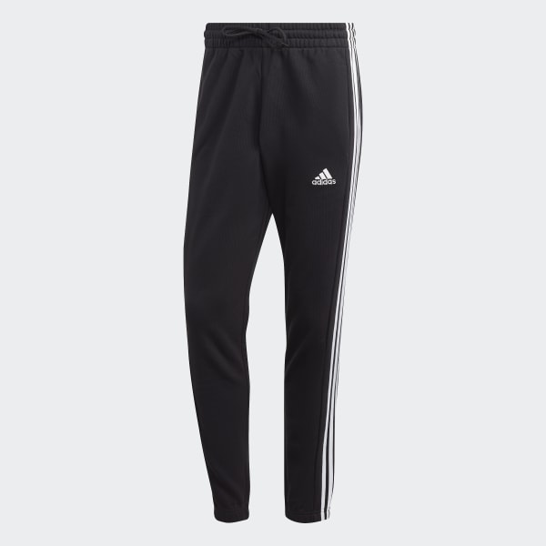 Svart Essentials French Terry Tapered Elastic Cuff 3-Stripes Pants