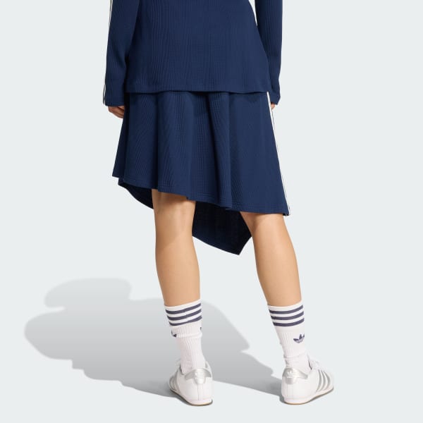 สีน้ำเงิน กระโปรงผ้าวาฟเฟิลดีไซน์อสมมาตร ADIDAS ORIGINALS