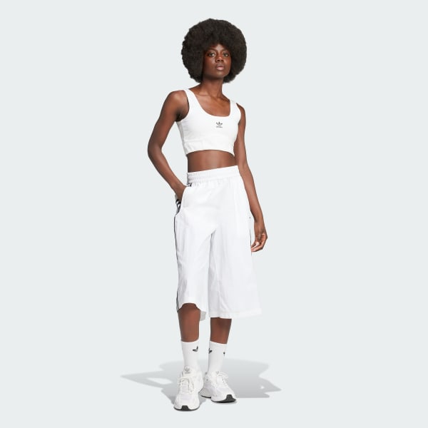 White Adilenium Season 2 3-Stripes Capri Shorts (Gender Neutral)