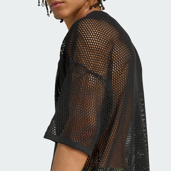 adidas x Jeremy Scott☆メッシュ コラボ Tシャツ【UK発】 adidas × ジェレミー・スコット フェイクレザー メッシュ