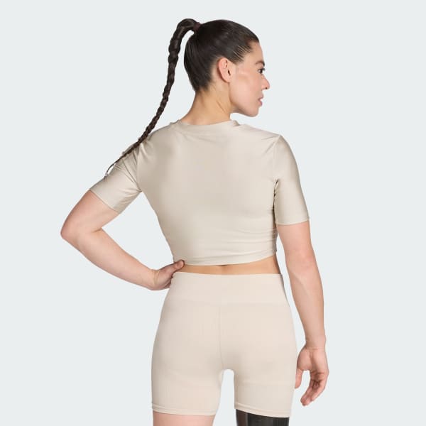 Beige T-shirt lucida da allenamento Essentials