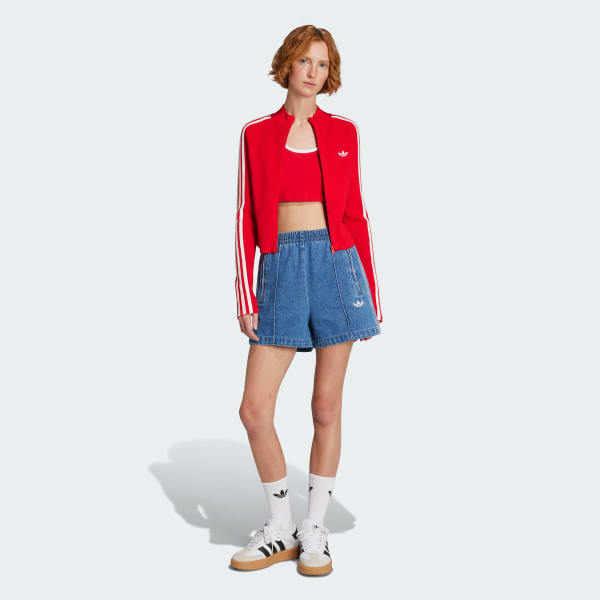 rood Adicolor 3-Stripes Slim Knit Sportjack