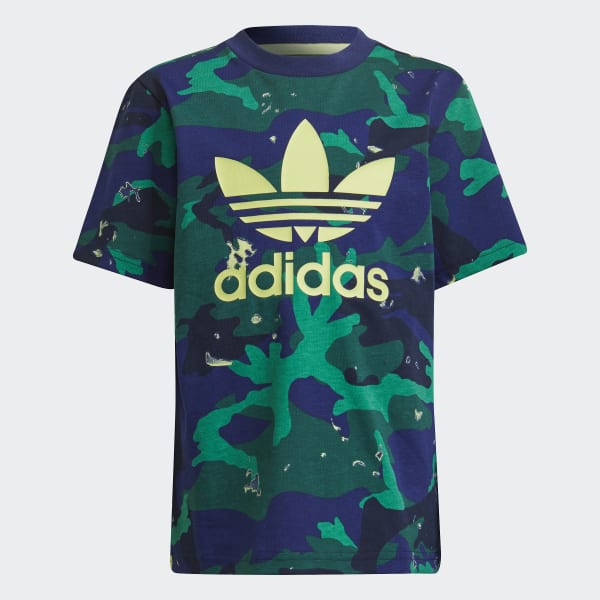 Azul Conjunto Shorts y Camiseta Camuflaje Estampado