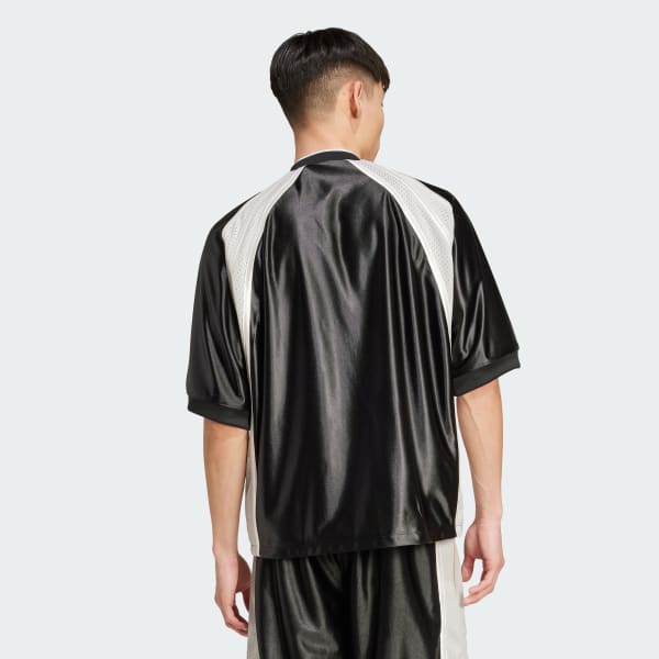 ブラック カットライン 半袖トラックトップ