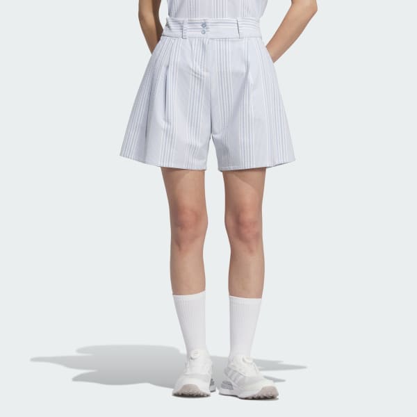 Mau-xanh-da-troi Quần Short Vải Sọc Nhăn 6 Inch