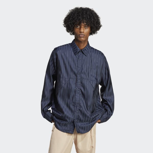 Μπλε adidas RIFTA City Boy Long Sleeve Oversized Shirt