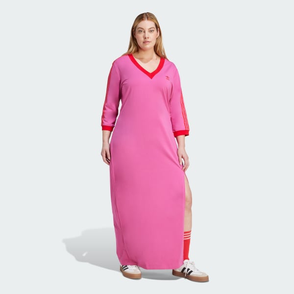adidas Adicolor Classics 3-Stripes V-Neck Maxi Dress (Plus