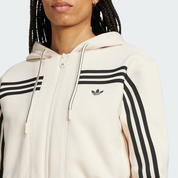 トップス adidas70s Short Full Zip Fleece Hoodie adidas 70s Short Full Zip Fleece Hoodie - Pink | adidas UAE