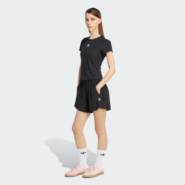 Black ESSENTIALS SCALLOPED EDGE BABY TEE