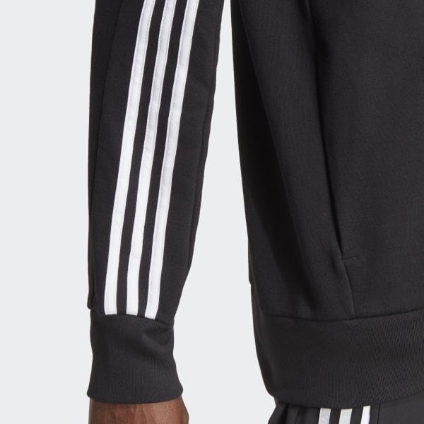 Hitam Hoodie Full-Zip Essentials French Terry 3-Stripes