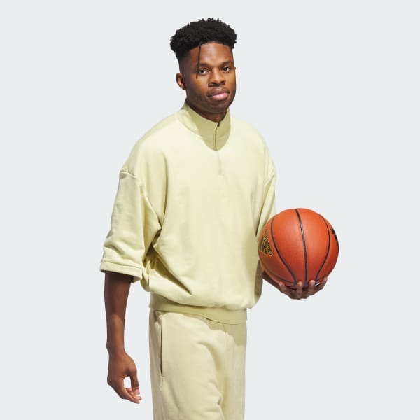 Yellow Basketball Sueded 3/4 Half-Zip Sweatshirt