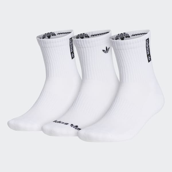 adidas Trefoil Mid-Crew Socks 3 Pairs - White | Men's Lifestyle | adidas US