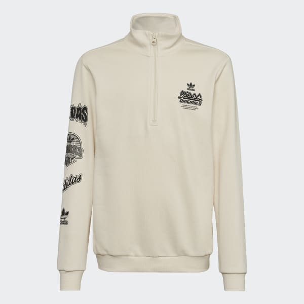 Beige Graphic Half-Zip Sweatshirt L9416