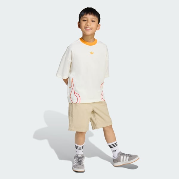 Blanco Conjunto de polera de sarga para niños