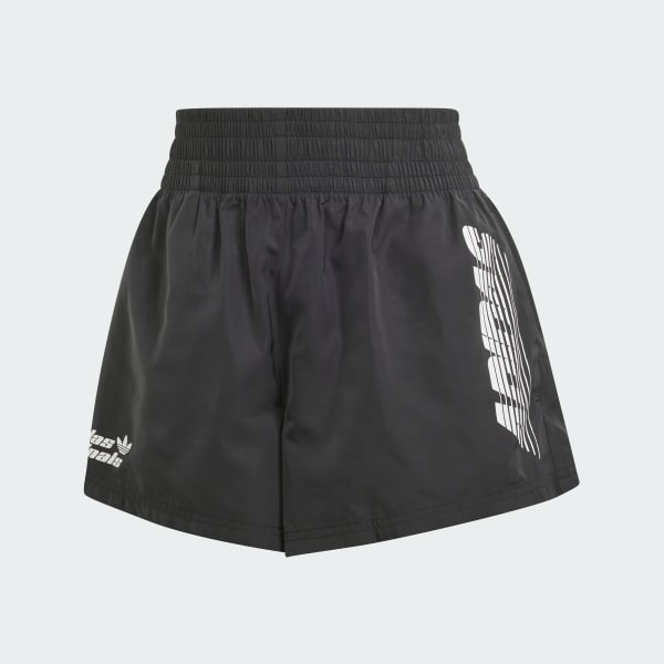 Black Side Graphics High-Waisted Shorts