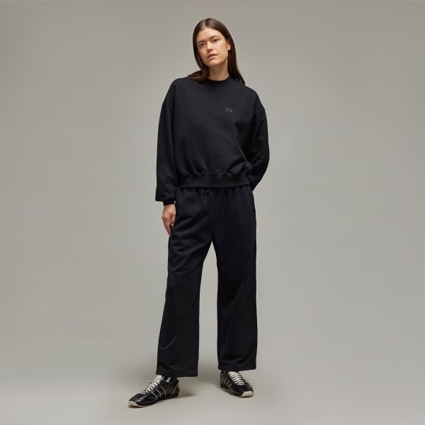 ブラック Y-3 FRENCH TERRY WIDE LEG PANTS